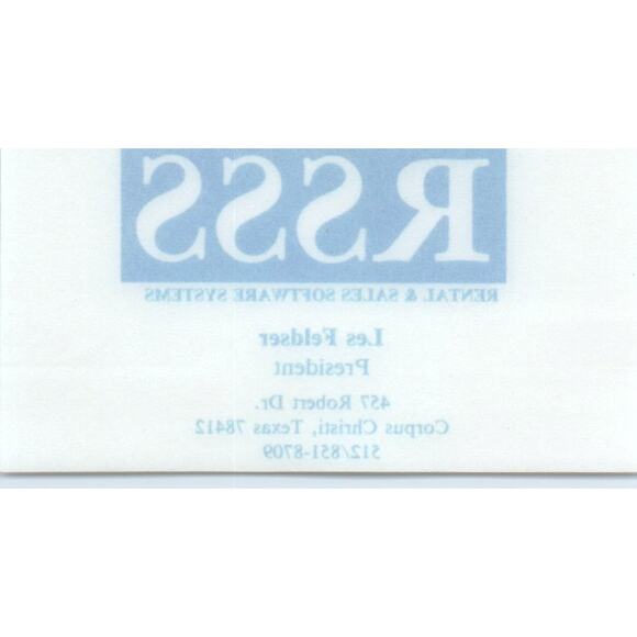 Les Feldser Retail & Sales Software Systems Corpus Christi Business Card SD8-B4 - Picture 2 of 2